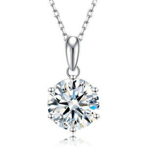 SecreTalk Moissanite Pendant Necklace for Women, 1-5CT 925 Sterling Silver